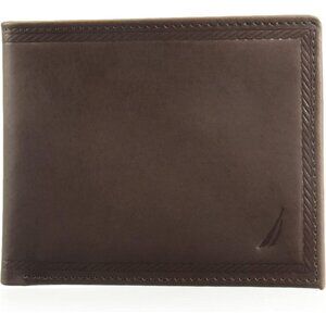 Men's Brown Bifold Leather Wallet RFID Blocking ID Window Card Slots